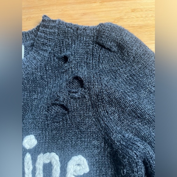 EUC Wildfox- Distressed Caffeine Machine Sweater in Dark Grey. Size S - Picture 6 of 7